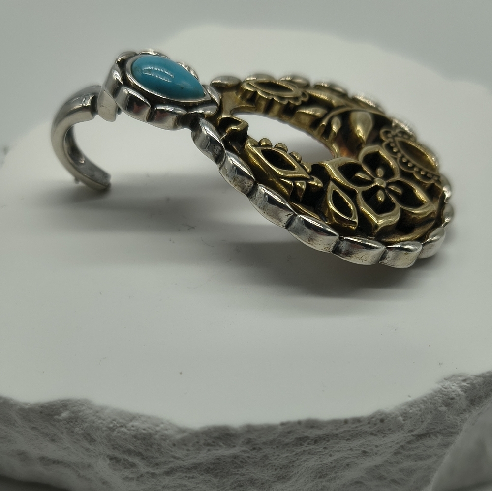 Carolyn Pollack Relios Sterling Silver Mixed Metal Turquoise Enhancer Pendant - Picture 4 of 10